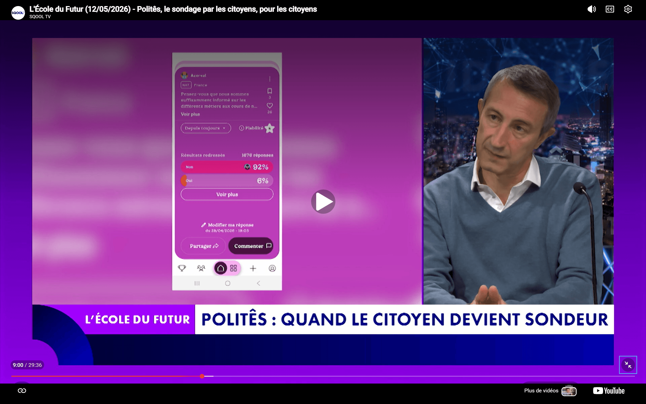 L'application Politês à l'écran avec le fondateur Thibaut de Robien
